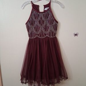 Speechless Kids Burgandy Party Dress Size 14 Special Ocassion Formal Beaded